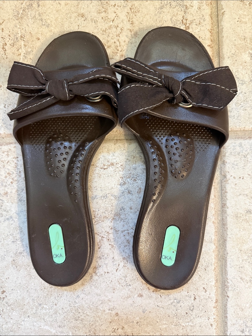 Oka-B Madison Brown Bow Slide Sandals